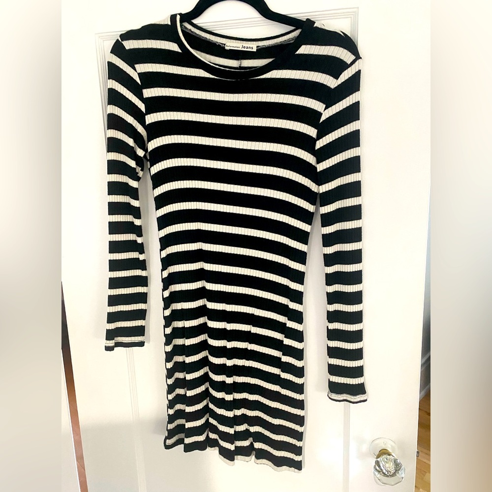 Reformation Long Sleeve Striped Dress, size S